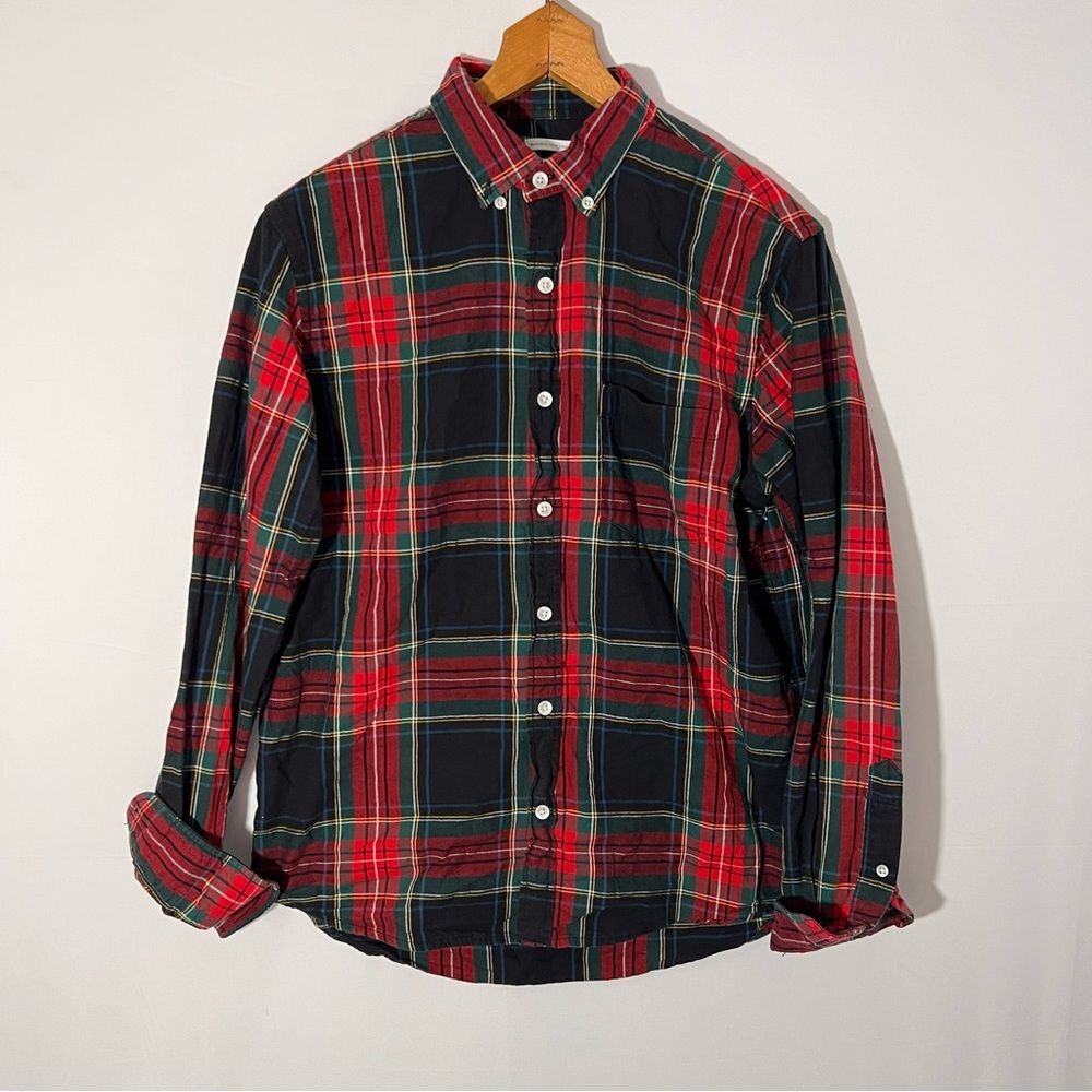 Plaid Long Sleeve Button Down Shirt Red Small